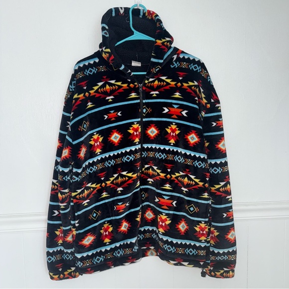 Tops - Southwestern/Aztec Print Colorful Patterned Fleece Jacket Unisex Size Large